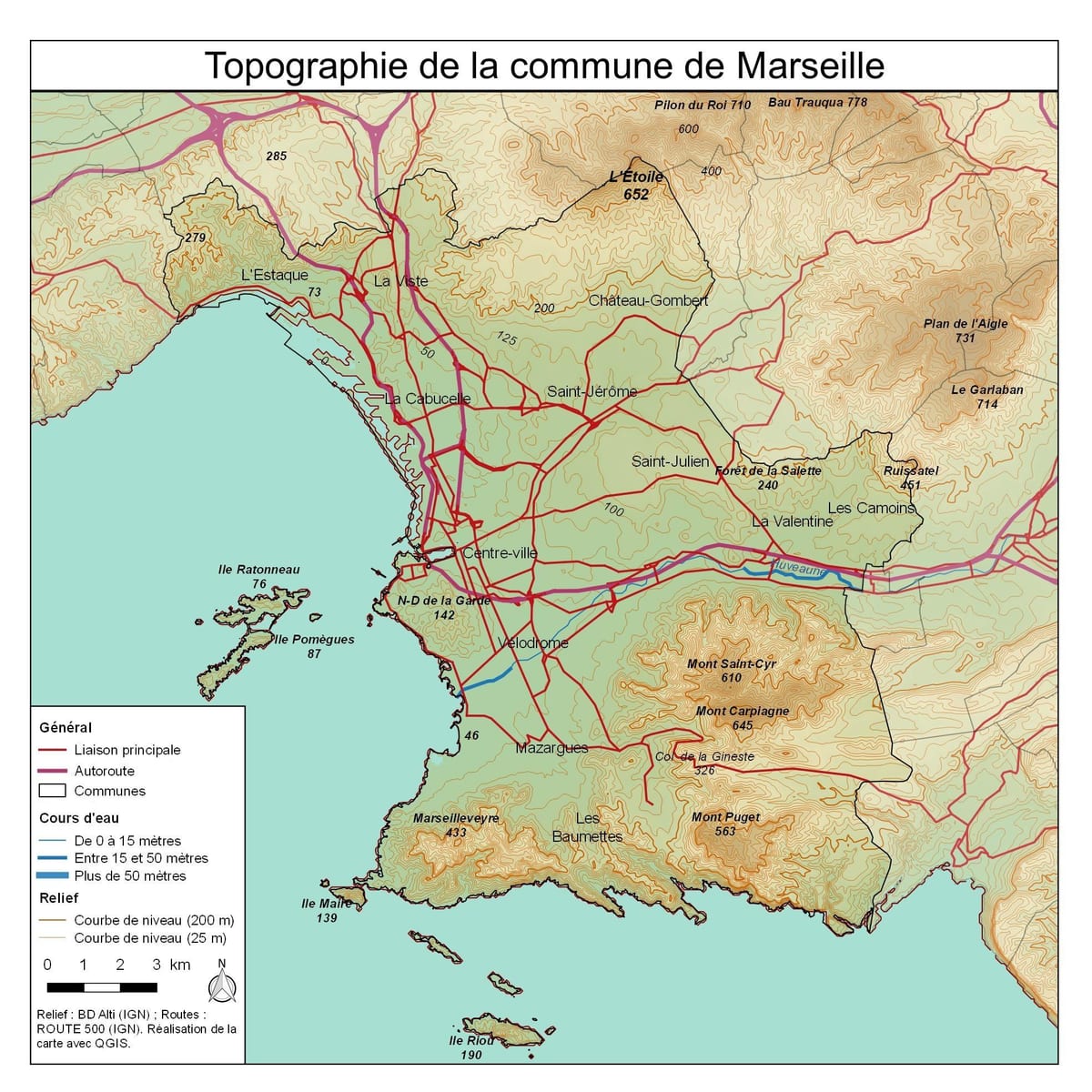 топографічна карта Марсель
